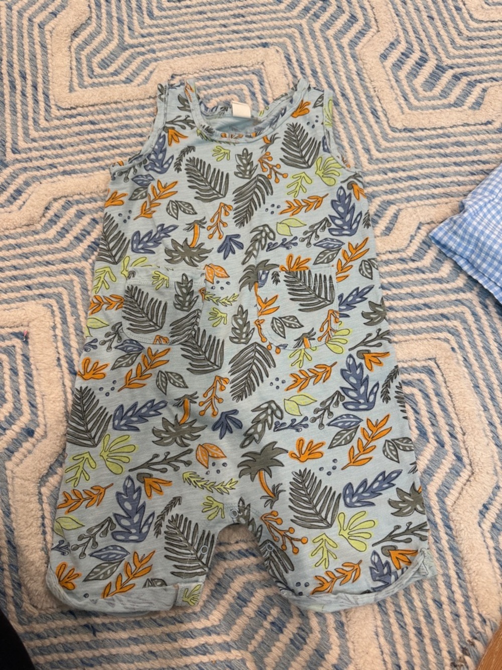 Tucker + Tate Blue Leaf Print One-Piece Romper